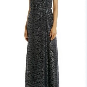 Lilly Pulitzer metallic and navy Maxi Dress